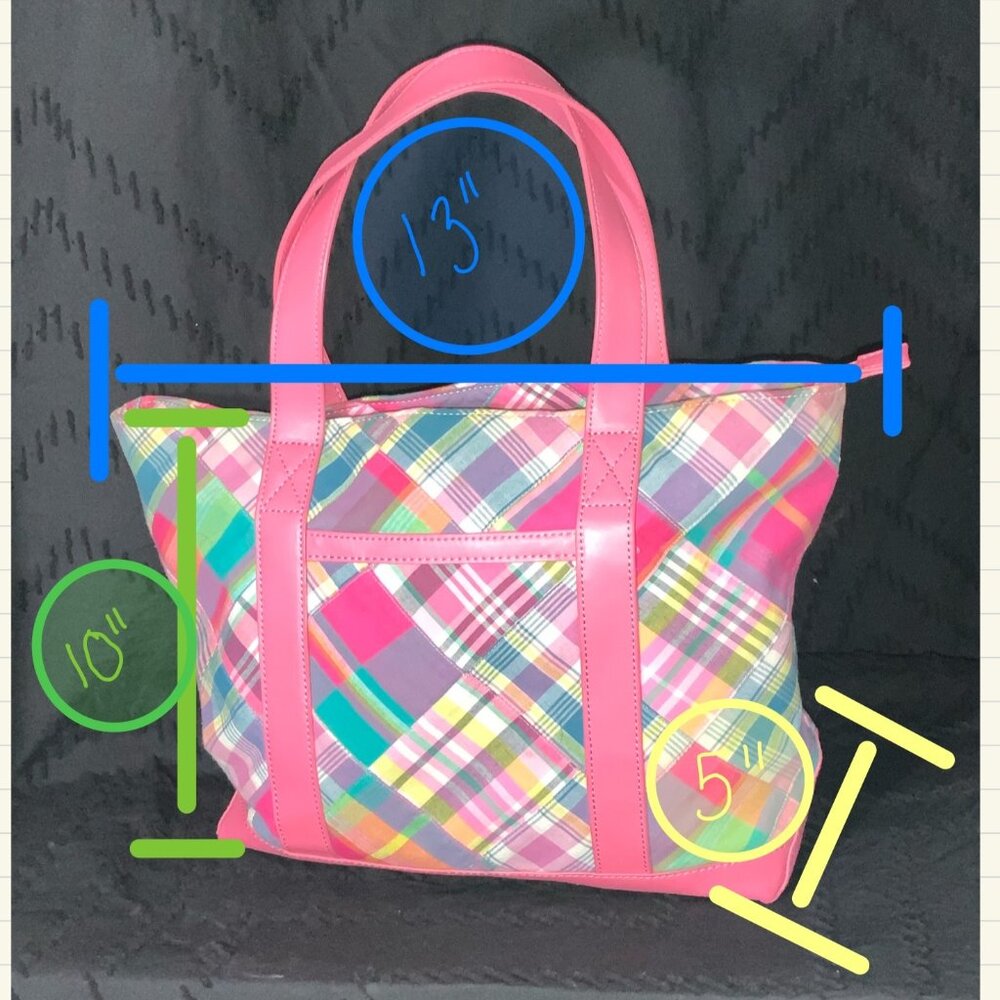 Talbots Multi-Color Plaid Patchwork "Perfect Tote… - image 5